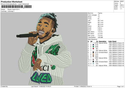 Bryant Myers Embroidery Machine Design File 4 size