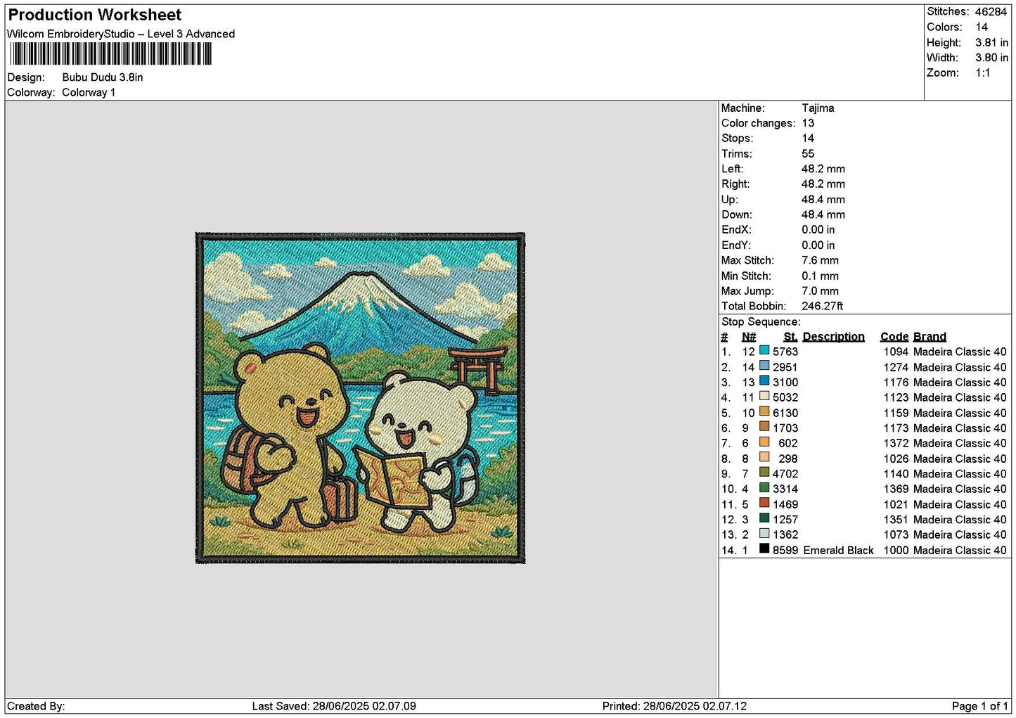 Bears Square 2806 Embroidery File 6 sizes