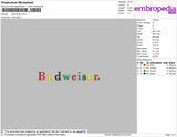 Budweiser Embroidery File 4 size