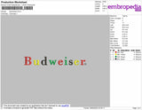 Budweiser Embroidery File 4 size