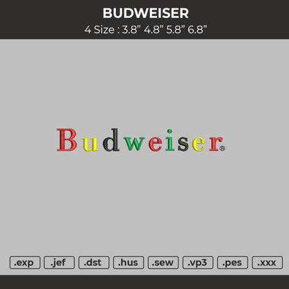 Budweiser Embroidery Design  File 4 size