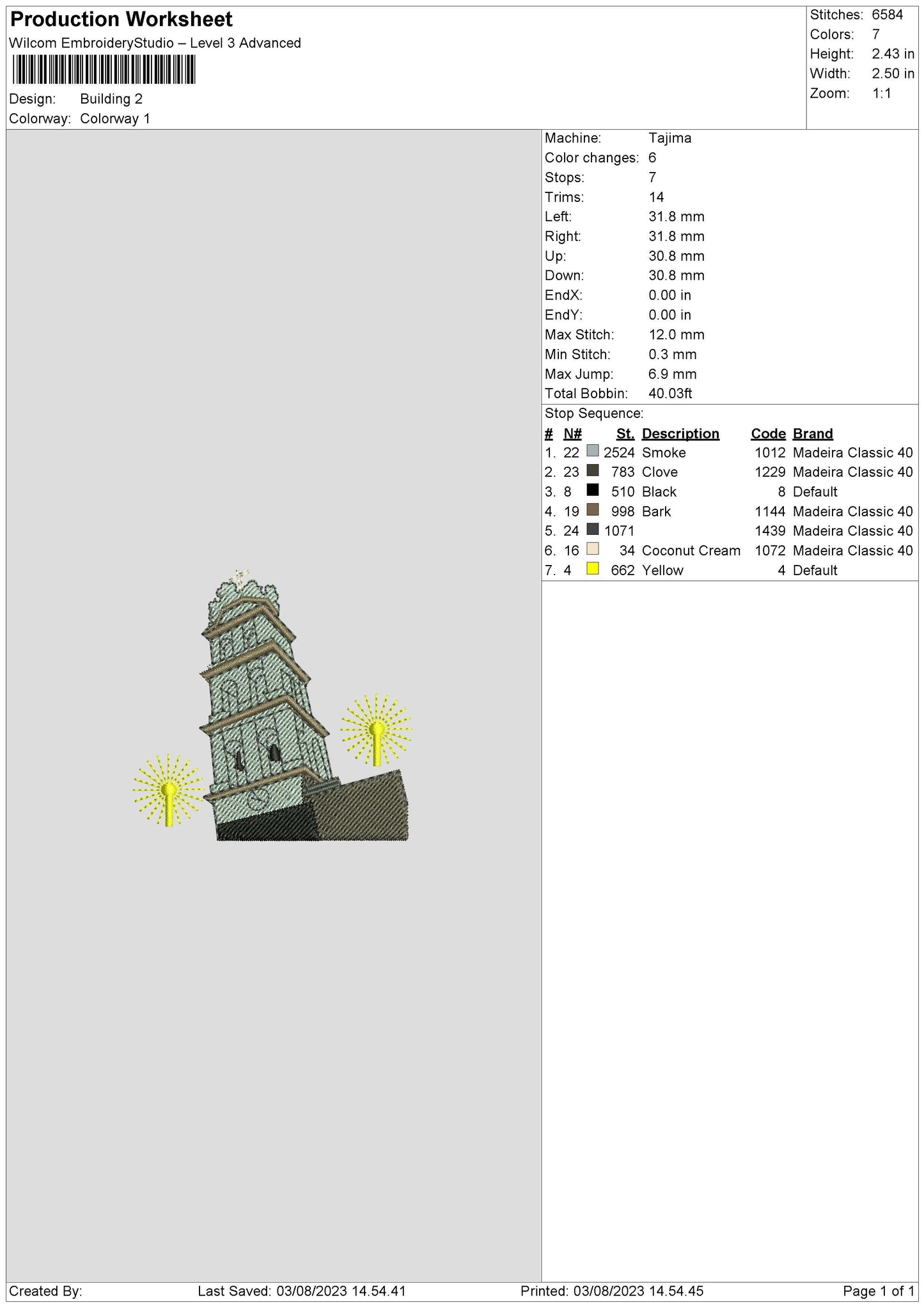Building Embroidery Machine Design File 6 sizes