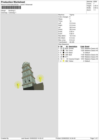 Building Embroidery Machine Design File 6 sizes