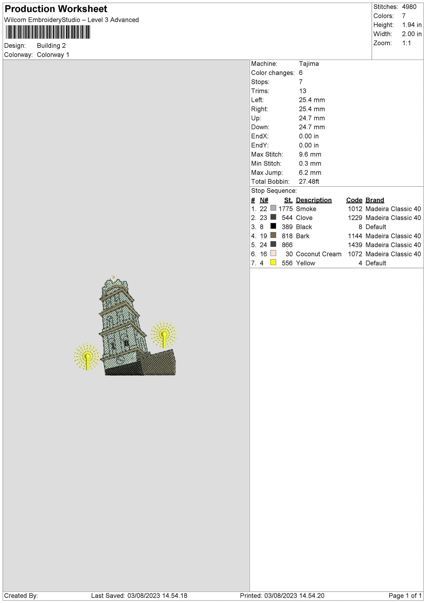 Building Embroidery Machine Design File 6 sizes