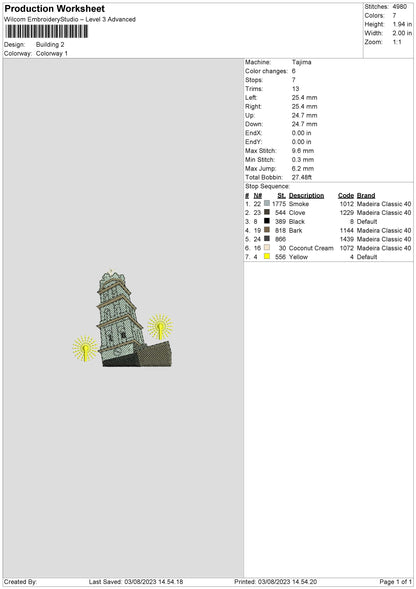 Building Embroidery Machine Design File 6 sizes