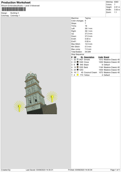 Building Embroidery Machine Design File 6 sizes