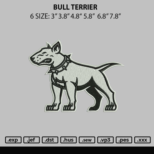 Bull Terrier Embroidery Design File 6 sizes