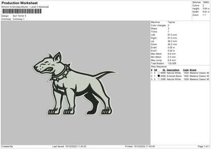 Bull Terrier Embroidery Design File 6 sizes