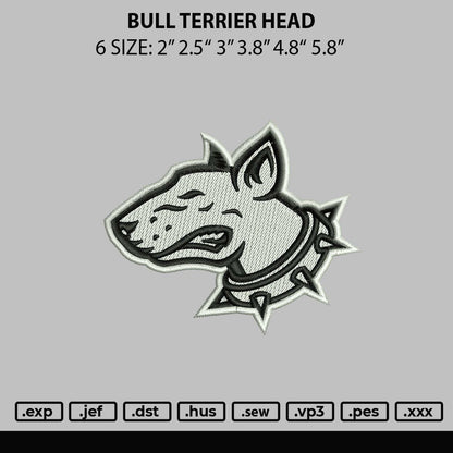 Bull Terrier Head EMbroidery achine Design File 6 sizes