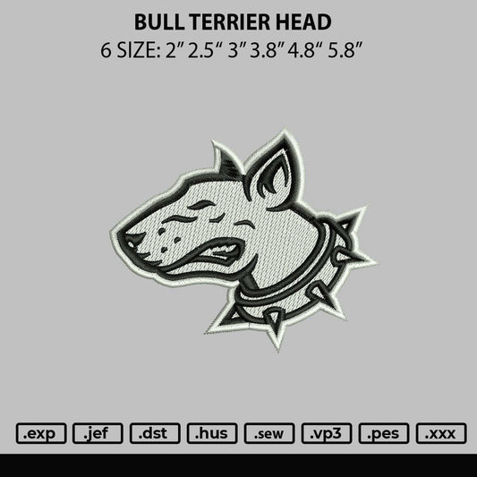 Bull Terrier Head EMbroidery achine Design File 6 sizes