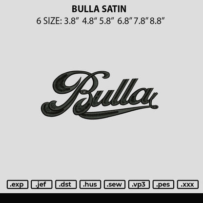 Bulla Satin Embroidery Machine Design File 6 sizes