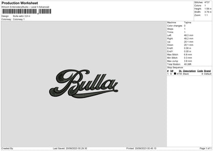 Bulla Satin Embroidery Machine Design File 6 sizes
