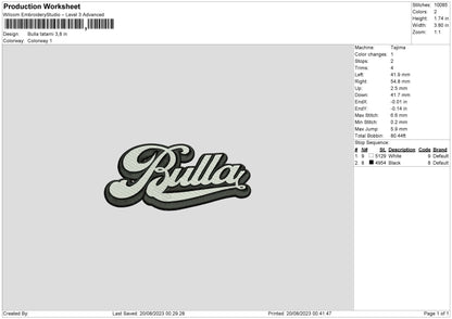Bulla Tatami Embroidery Machine Design File 6 sizes