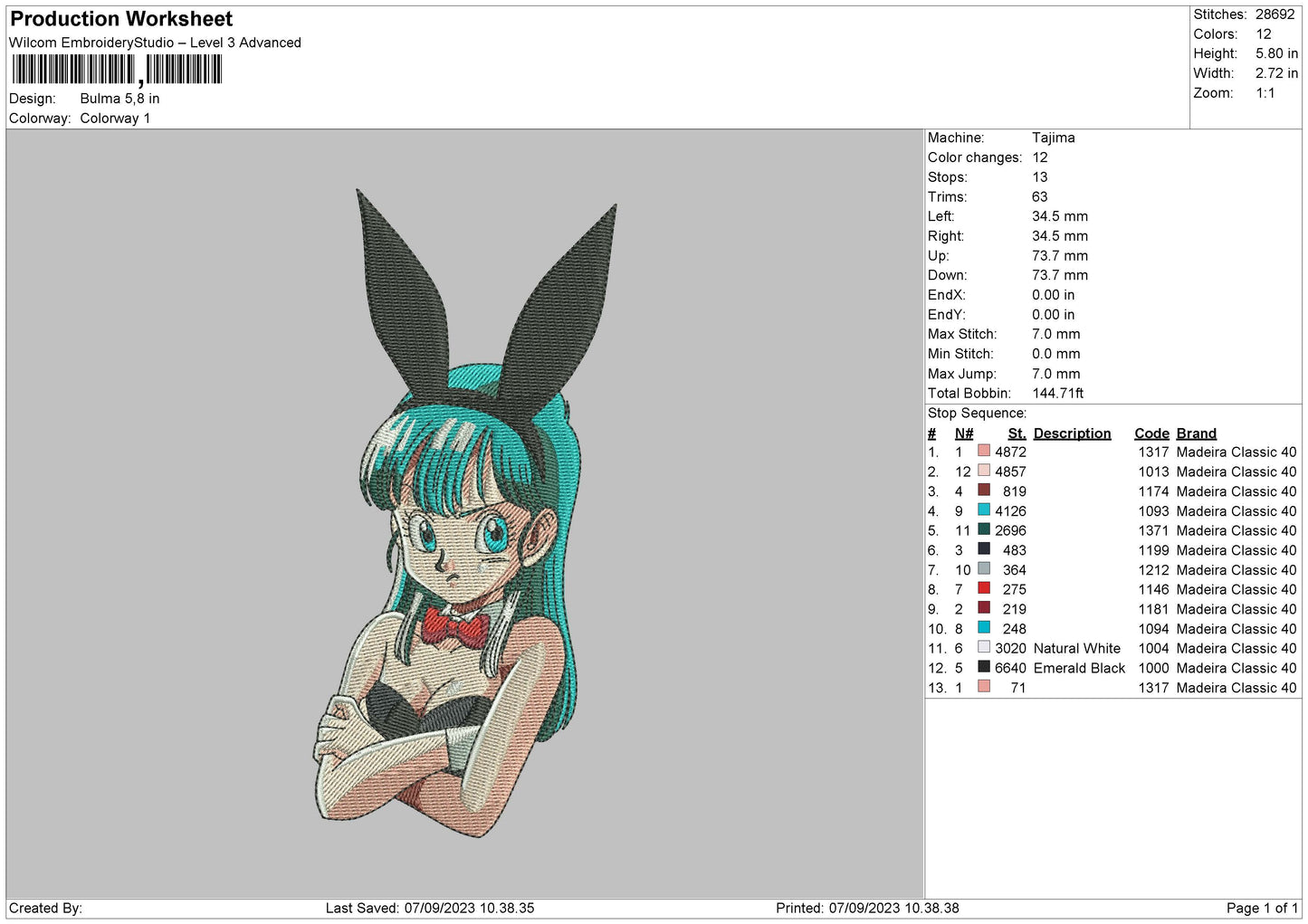 Bulma 0709 Embroidery Machine Design File 6 sizes