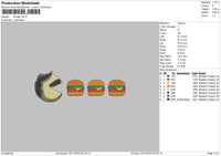 Burger Embroidery File 6 sizes