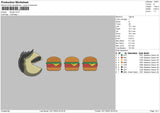 Burger Embroidery File 6 sizes