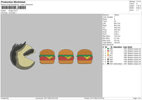 Burger Embroidery File 6 sizes