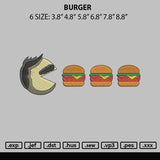 Burger Embroidery File 6 sizes