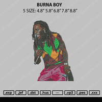 Burna Boy Embroidery File 5 sizes