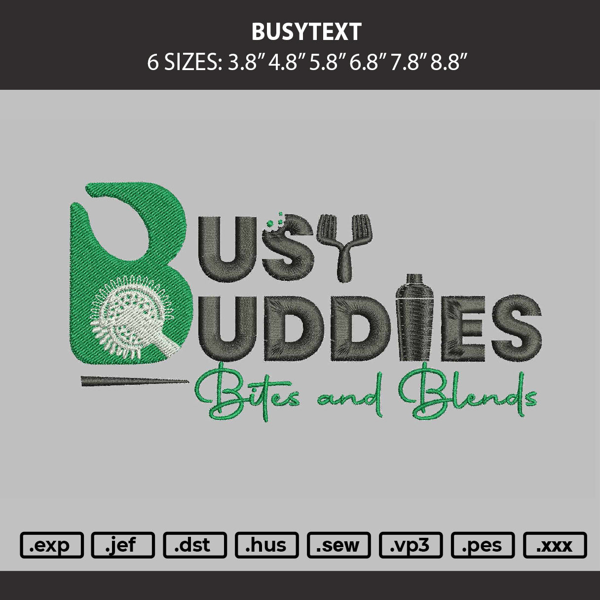 Busytext 1806 Embroidery Machine Design File 6 sizes