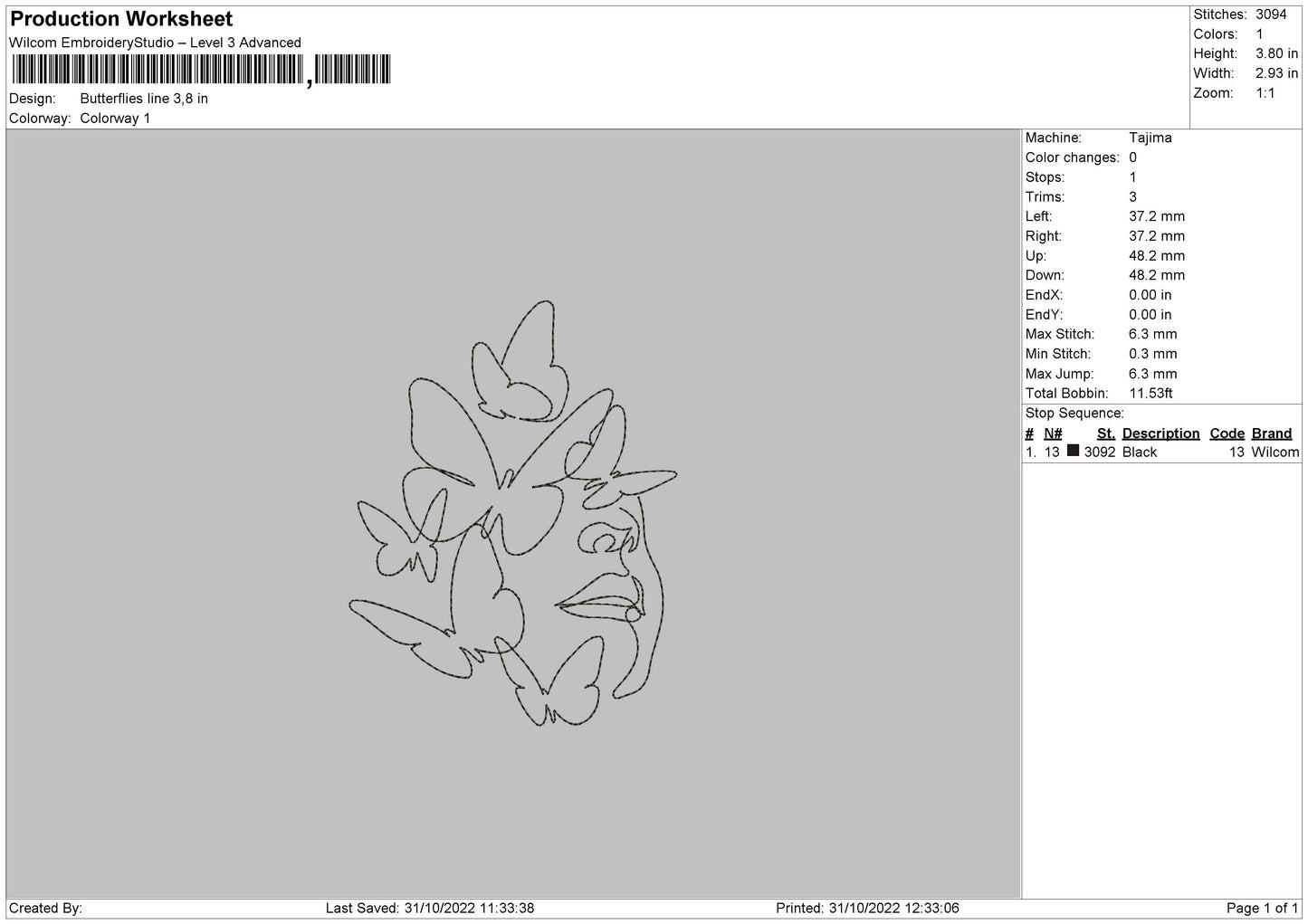 Butterflies Line Embroidery File 6 sizes