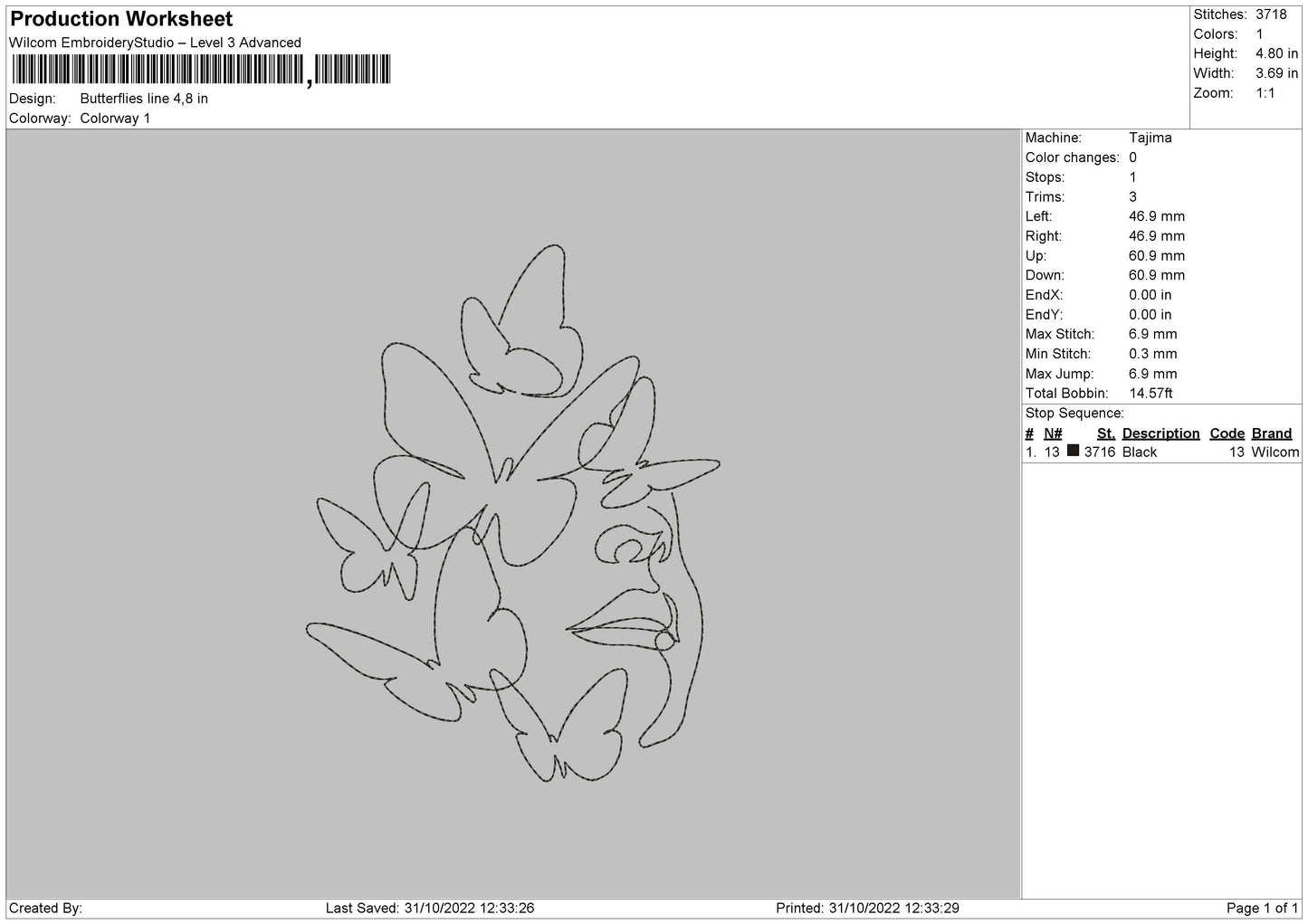 Butterflies Line Embroidery File 6 sizes
