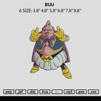 Buu Embroidery File 6 sizes