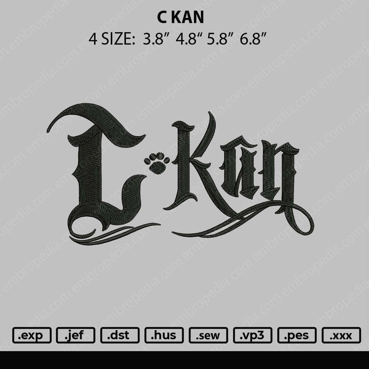 C KAN Embroidery Machine Design File 4 size