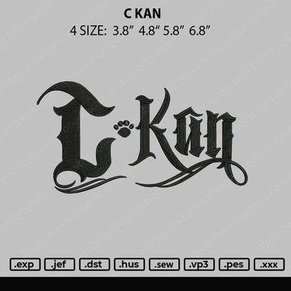 C KAN Embroidery Machine Design File 4 size
