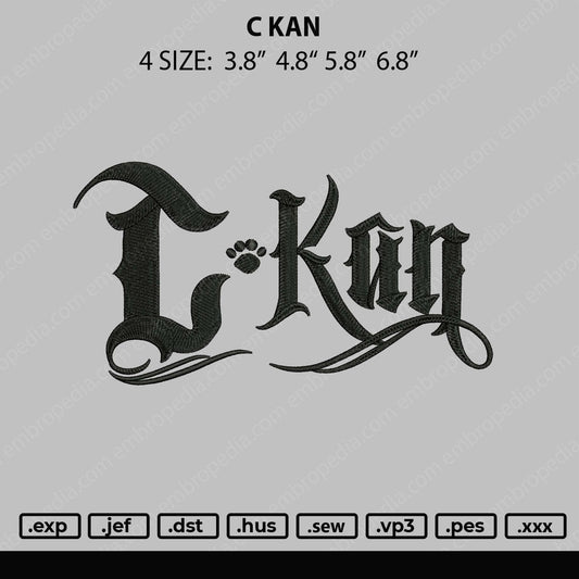 C KAN Embroidery Machine Design File 4 size