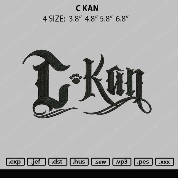 C KAN Embroidery File 4 size