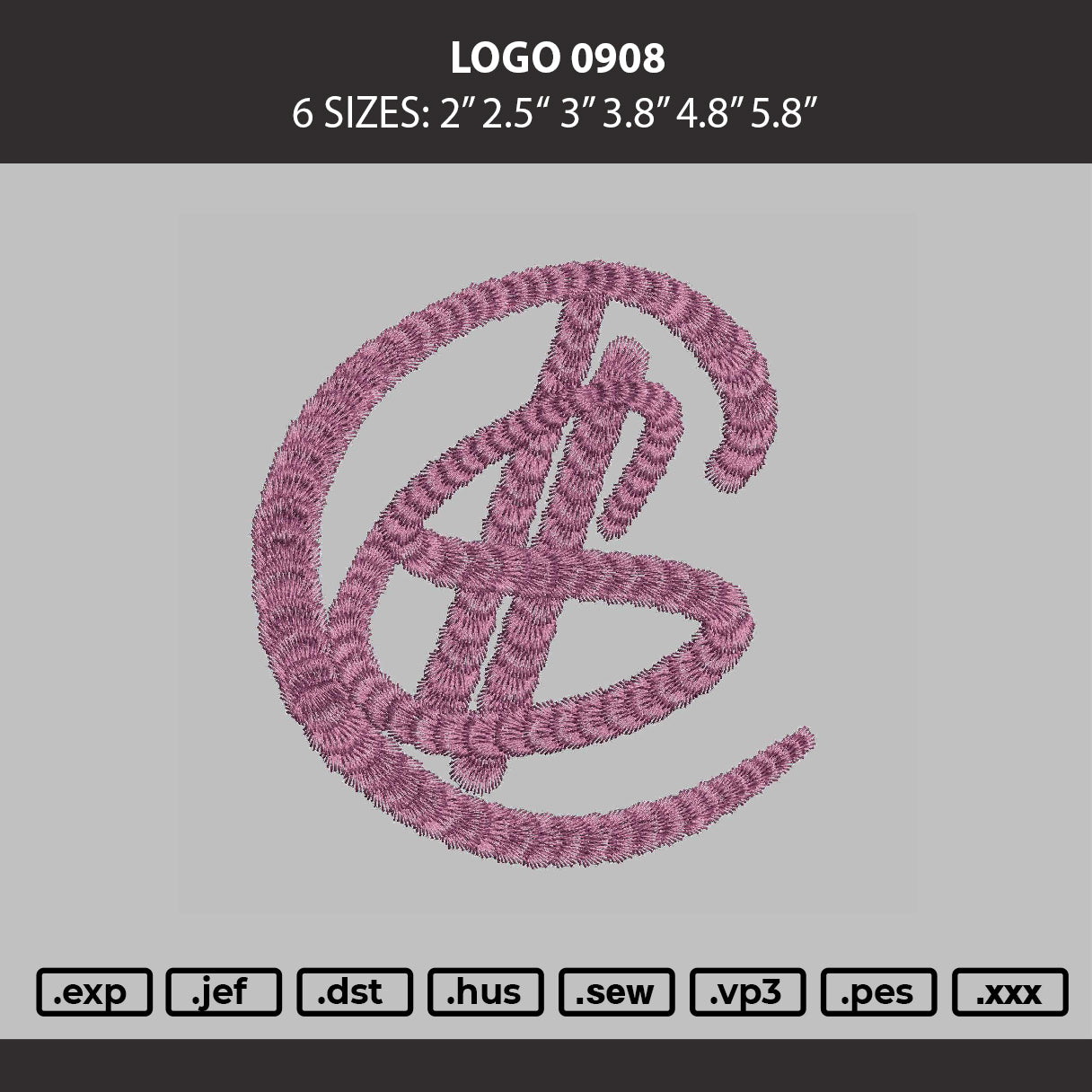 Logo 0908 Embroidery Machine Design File 6 sizes