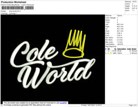 Cole World Embroidery File 4 size