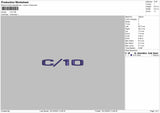 C-10 logo Embroidery File 6 sizes