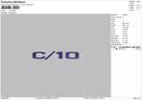 C-10 logo Embroidery File 6 sizes