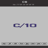 C-10 logo Embroidery File 6 sizes