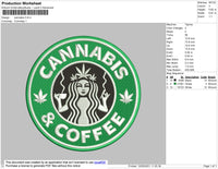 Cannabis Coffee Embroidery File 4 size