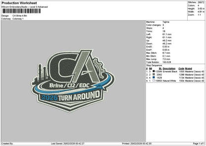 Ca Text Brine Embroidery File 6 sizes