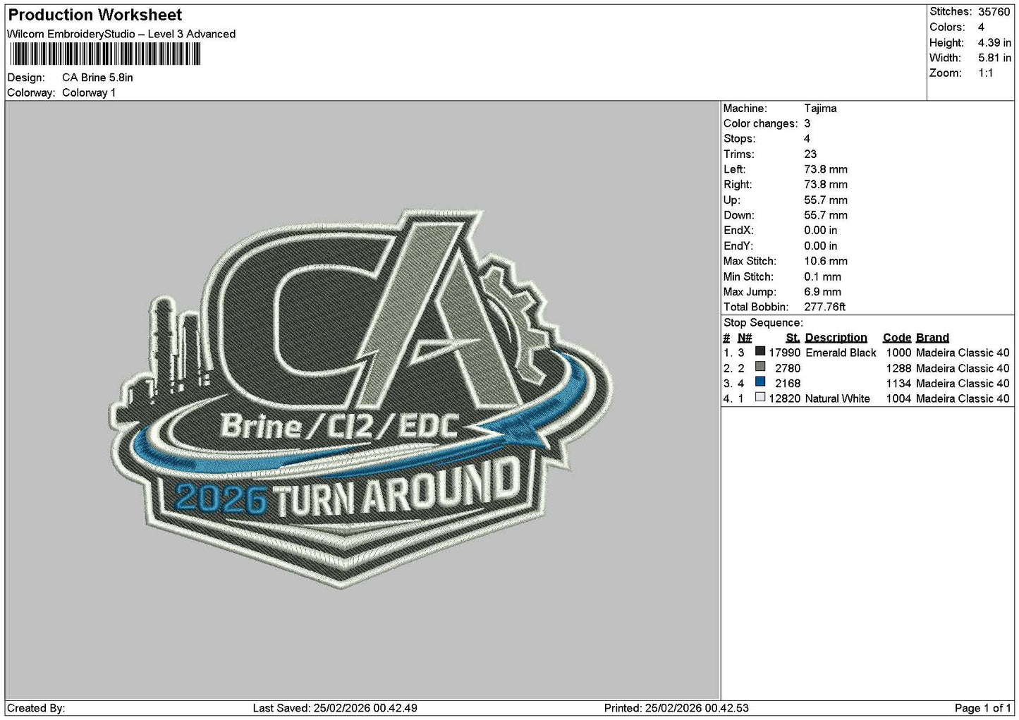 Ca Text Brine Embroidery File 6 sizes