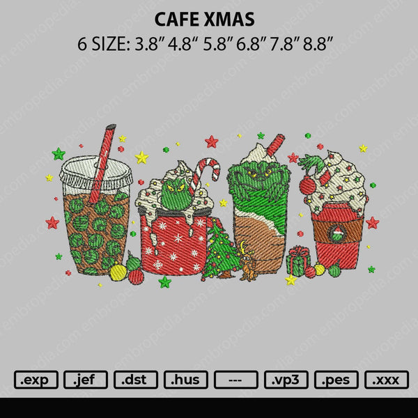 Cafe Xmas Embroidery File 6 sizes