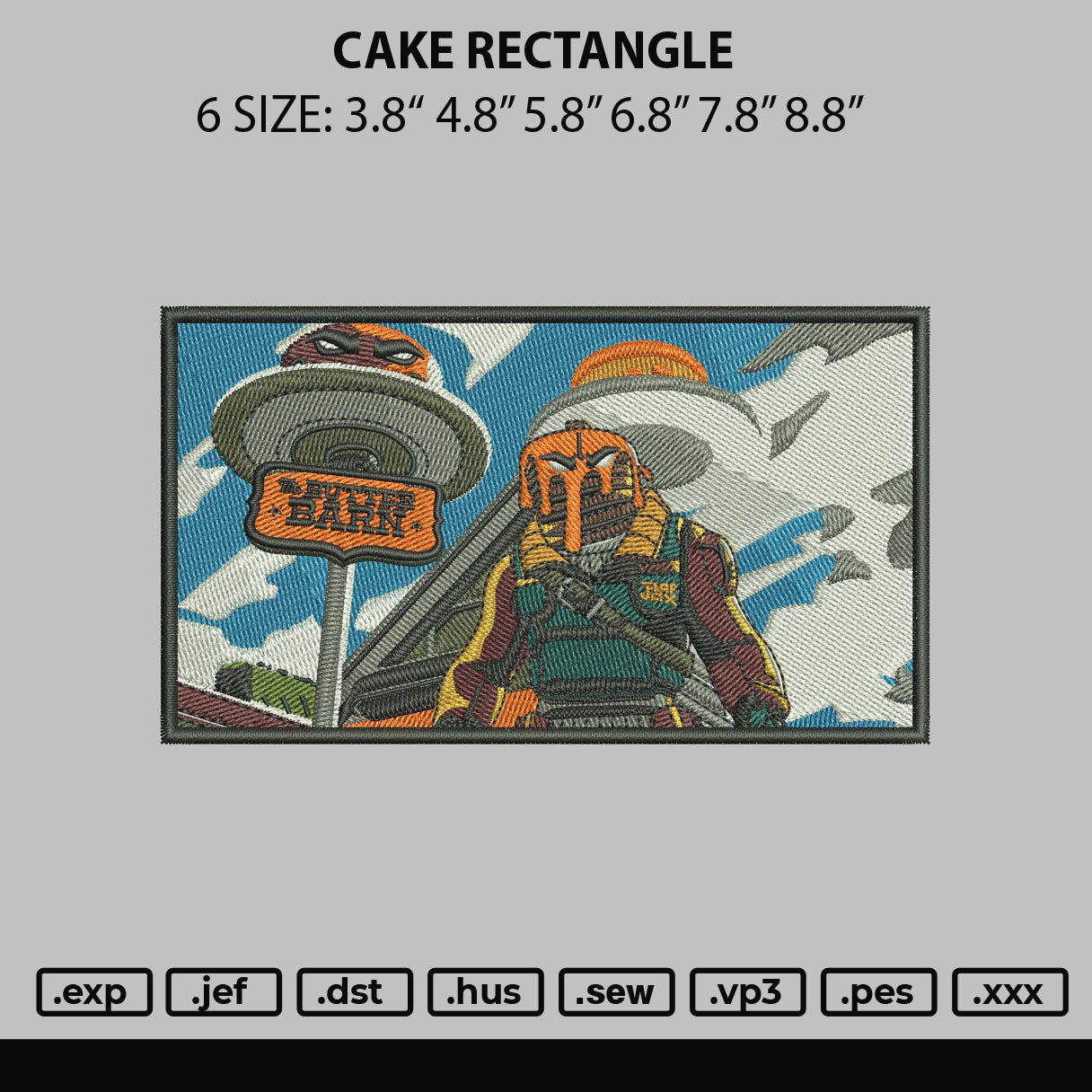 Cake Rectangle Embroidery Machine Design File 6 sizes