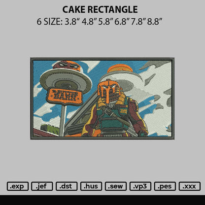Cake Rectangle Embroidery Machine Design File 6 sizes