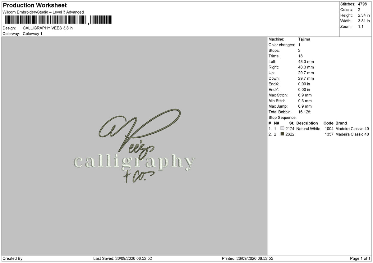CALLIGHRAPHY VEES Embroidery Machine Design File 6 sizes