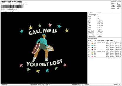Call Me Embroidery Machine Design File 4 sizes