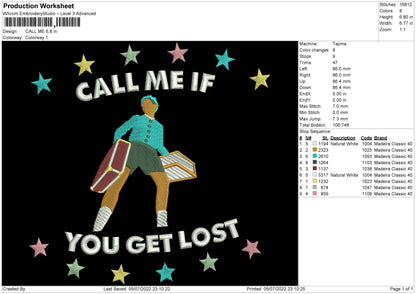 Call Me Embroidery Machine Design File 4 sizes