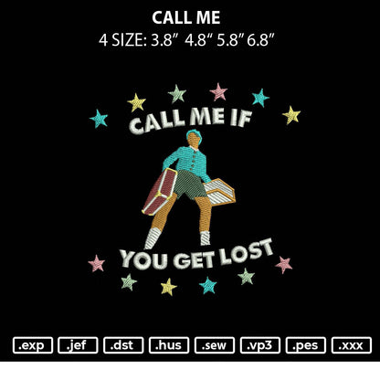 Call Me Embroidery Machine Design File 4 sizes