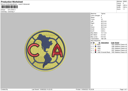 CA Logo Embroidery Machine Design File 6 sizes