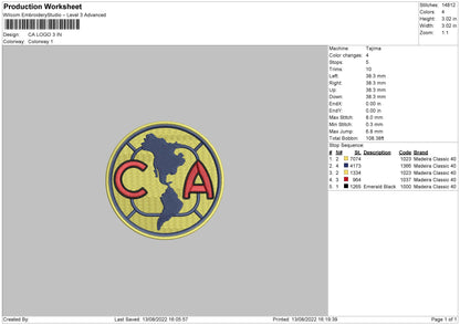 CA Logo Embroidery Machine Design File 6 sizes