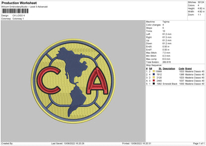 CA Logo Embroidery Machine Design File 6 sizes