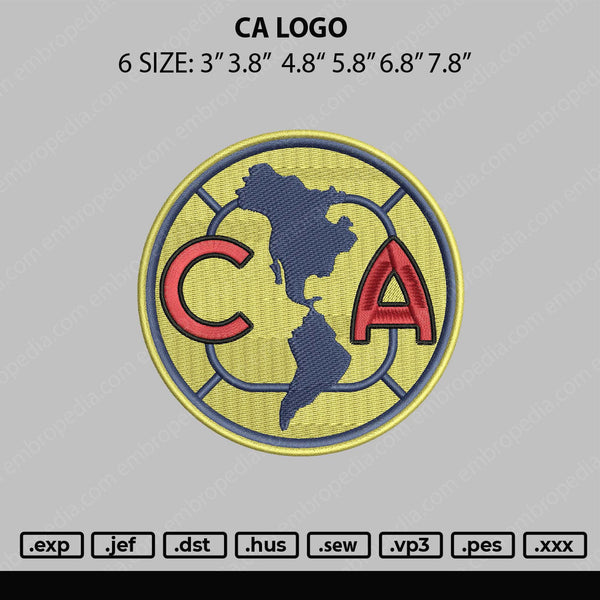 CA Logo Embroidery File 6 sizes